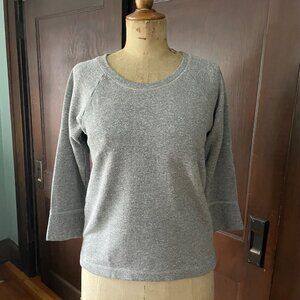 J Crew 3/4 Sleeve Heather Grey Scoop neck Sweatshirt Size M